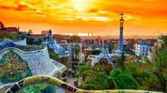 Park Guell mit Sonnenuntergang
