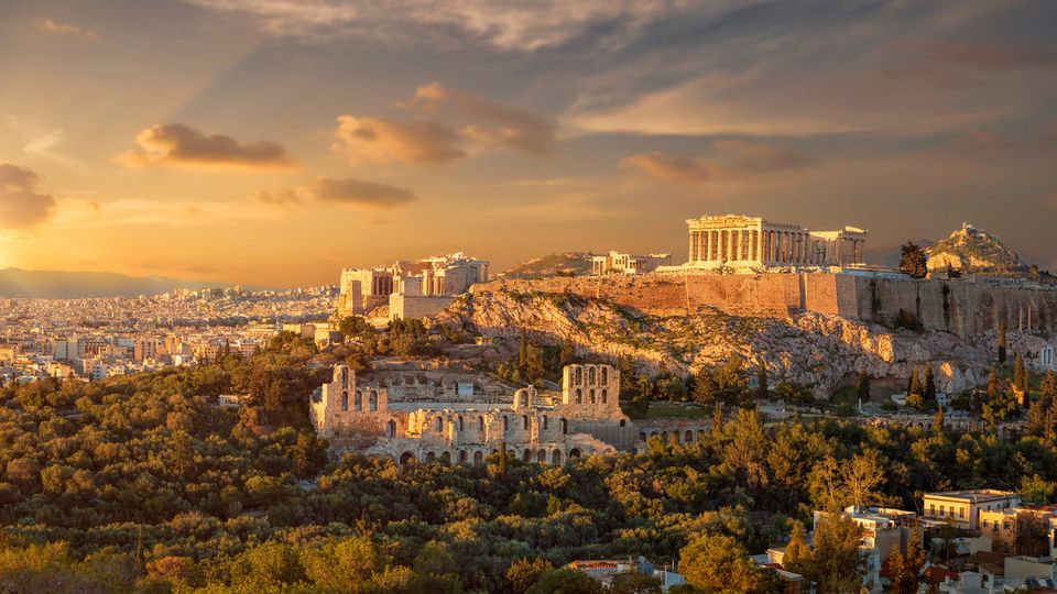 Akropolis bei Sonnenuntergang