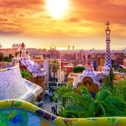 Barcelona, Park Guell bei Sonnenuntergang
