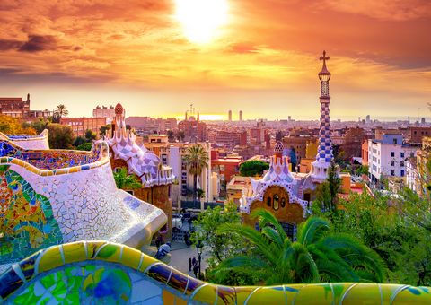 Barcelona, Park Guell bei Sonnenuntergang