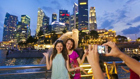 Singapur, Skyline mit Merlion