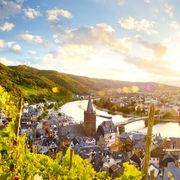 Bernkastel-Kues und Weinberge entlang der Mosel