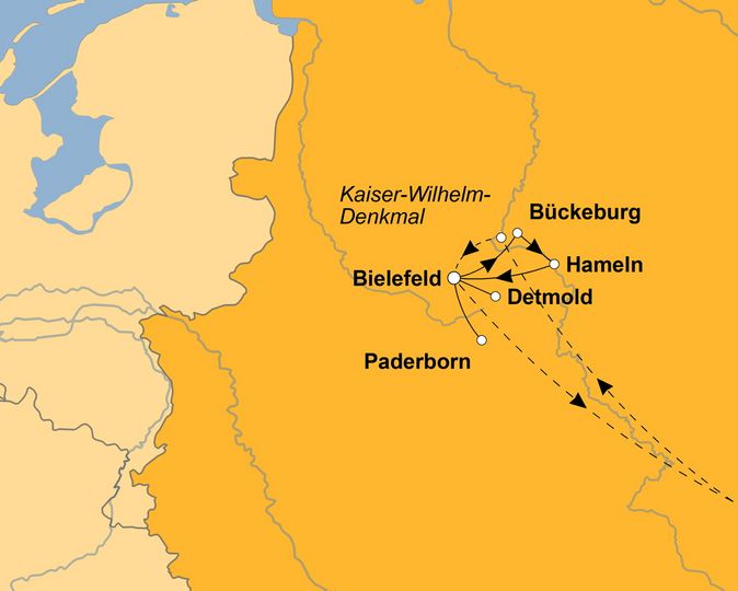 Routenkarte zur Reise