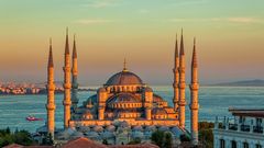 Blaue Moschee in Istanbul bei Sonnenuntergang