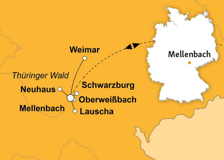 Reiseroute durch den Thüringer Wald 