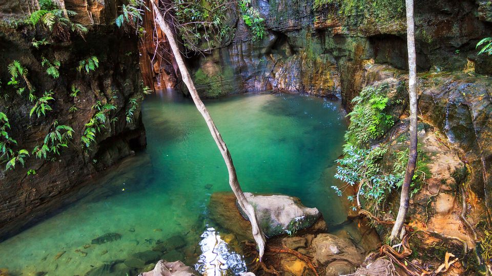 Isalo national park mit Wasserfall auf Madagaskar