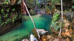 Isalo national park mit Wasserfall auf Madagaskar