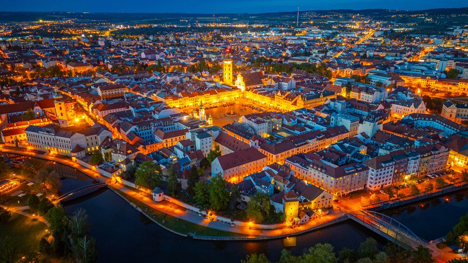 Nachtpanorama Budweis