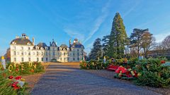 Cheverny, weihnachtlich dekorierter Garten