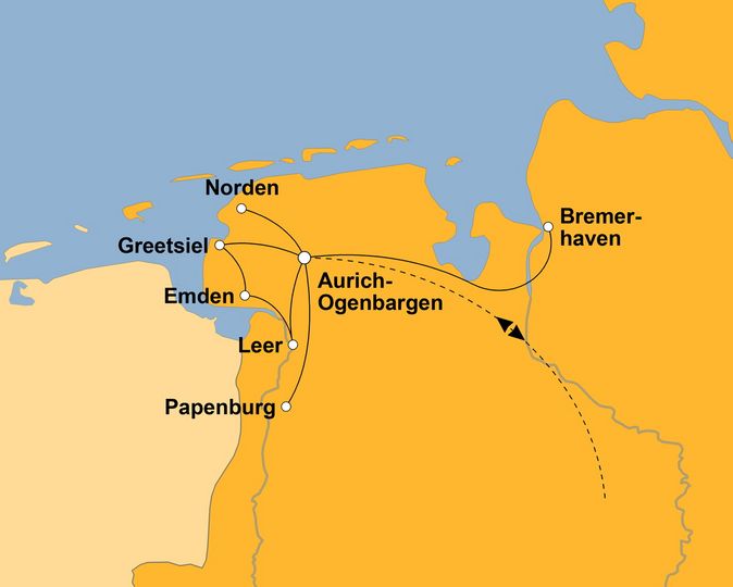 Routenkarte zur Reise