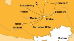 Routenkarte zur Reise