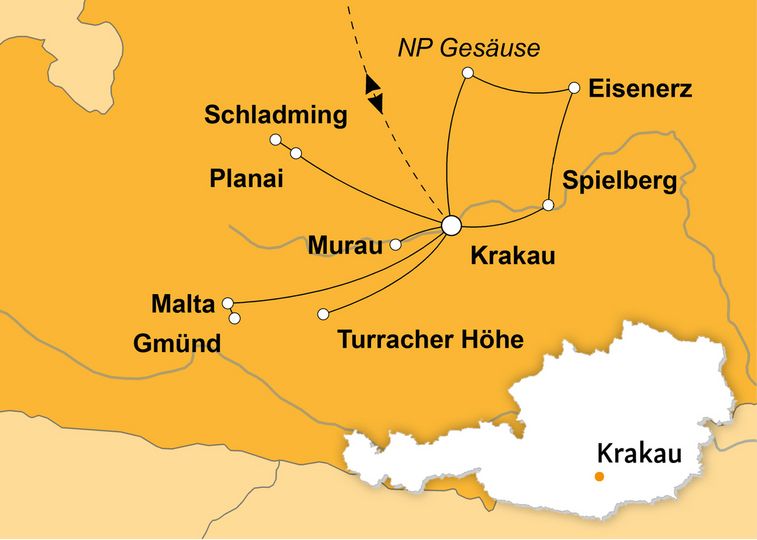Routenkarte zur Reise