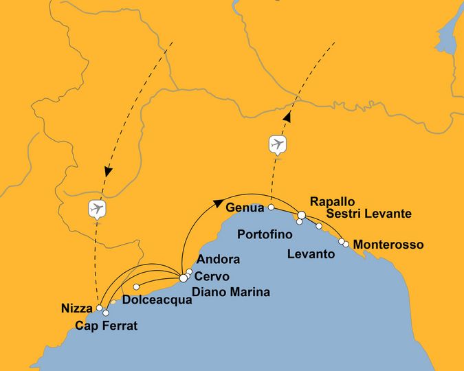 Routenkarte zur Reise