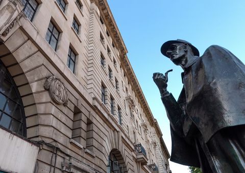 Statue von Sherlock Holmes, Marylebone Road und Baker Street, London