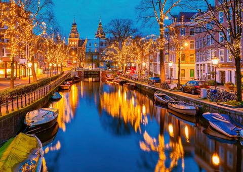 Amsterdam, Kanal zu Weihnachten