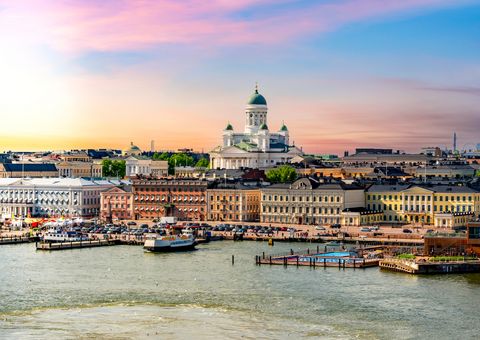 Helsinki, Kathedrale bei Sonnenuntergang